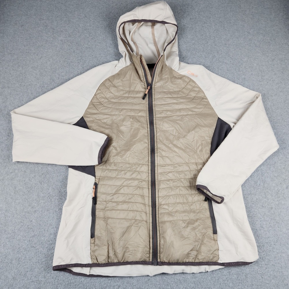 CMP‎ Hybrid Jacket Womens XXL Beige Insulated Outdoor Hiking Hooded Full Zip